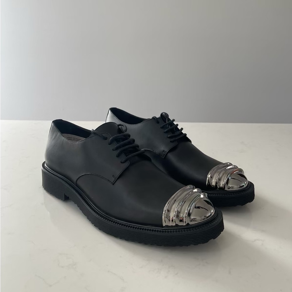 Giuseppe Zanotti Black Leather Shoes with Metal Tip